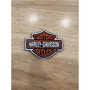 Harley Davidson Embroidered Iron-On Patch Classic Logo Orange and Black